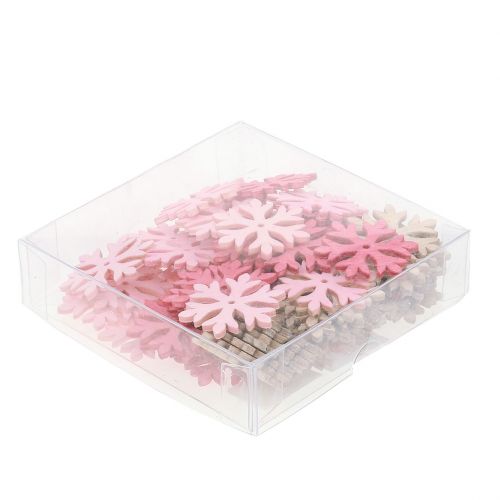 Article Flocons de neige à disperser rose, rose, naturel Ø4cm 72 pcs