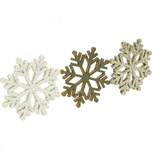 Floristik24 Flocon de neige nature, mélange de mica blanc Ø4cm 72p