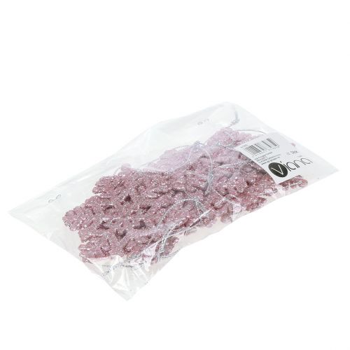 Floristik24 Flocon Ø8cm rose avec paillettes 12pcs