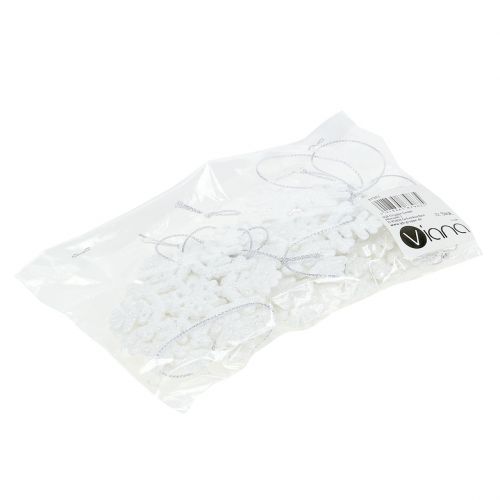 Floristik24 Flocon de neige Ø8cm blanc avec paillettes 12pcs