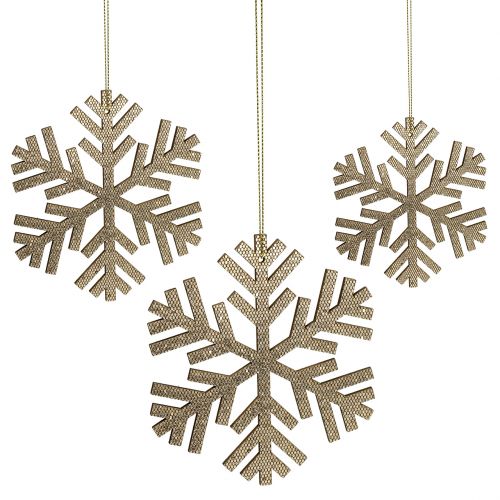 Floristik24 Flocon de neige Gold à suspendre Ø8cm - Ø12cm 9pcs