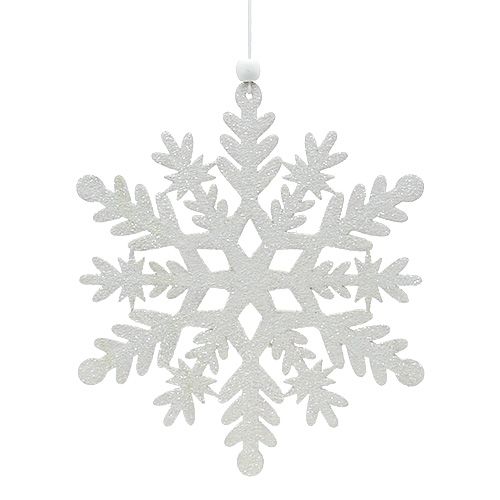 Floristik24 Flocon blanc avec mica 20cm 4pcs