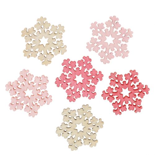 Article Mélange de flocons de neige rose, rose, naturel Ø2cm 144 pcs