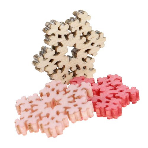 Article Mélange de flocons de neige rose, rose, naturel Ø2cm 144 pcs