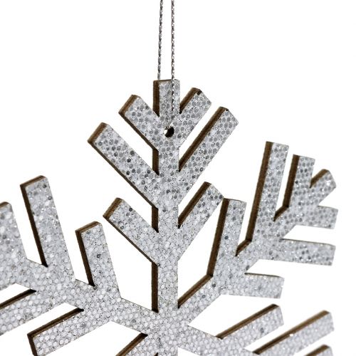 Article Flocon de neige en argent à suspendre Ø8cm - Ø12cm 9pcs