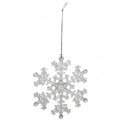 Floristik24 Flocon de neige décoratif, décoration hivernale, cristal de glace à accrocher, Noël H10cm L9.5cm plastique 12pcs