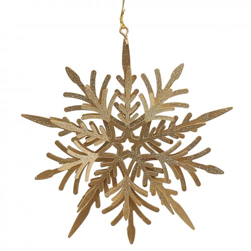 Floristik24 Flocon de neige effet 3D doré 16cm x 15,5cm 2 pcs