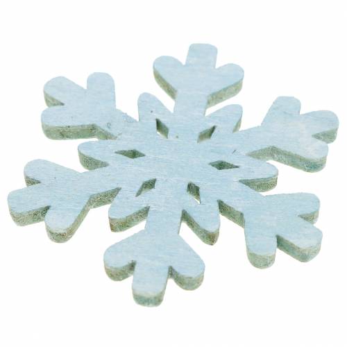 Floristik24 Décoration à dispersion flocon de neige bleu/gris/blanc 4cm 72 pcs