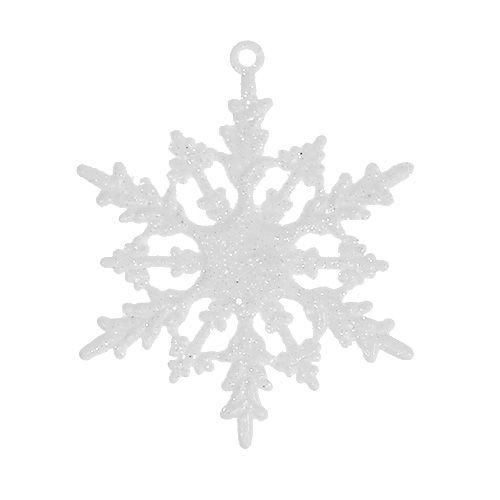Floristik24 Flocon de neige à suspendre 7cm blanc avec paillettes 36pcs