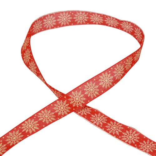 Article Ruban de Noël ruban cadeau flocons de neige rouge 25mm 20m