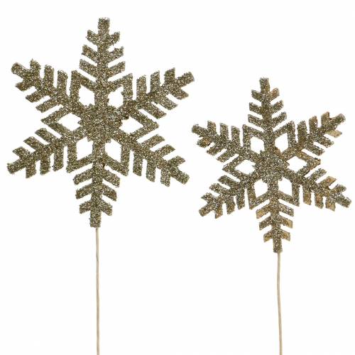 Floristik24 Bouchon déco flocon de neige pailleté Ø8/10cm 18p