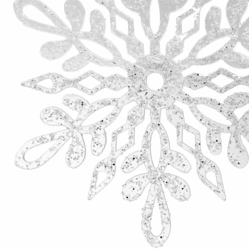 Floristik24 Flocon de neige à accrocher 14.5cm transparent, paillettes 12pcs