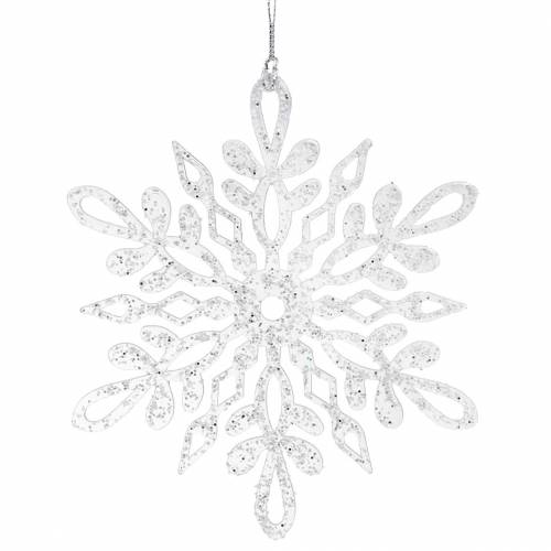 Floristik24 Flocon de neige à accrocher 14.5cm transparent, paillettes 12pcs