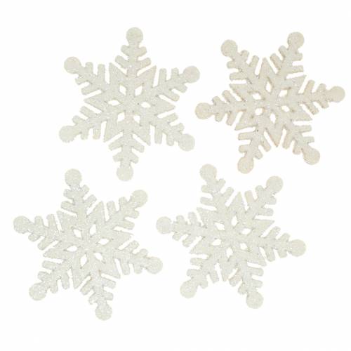 Article Décoration à parsemer flocon de neige pailleté blanc 5cm 48p