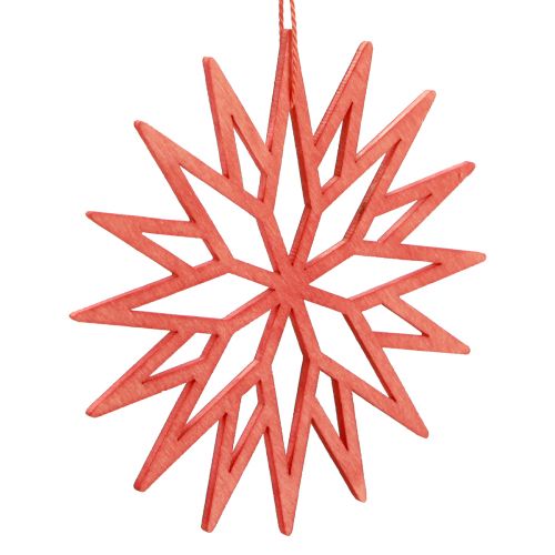 Article Décoration flocon de neige décorations d&#39;arbre en bois orange 10cm 12 pcs
