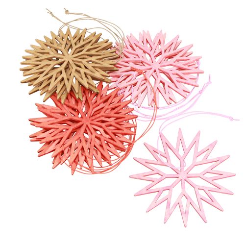 Article Décoration flocon de neige décorations d&#39;arbre en bois orange 10cm 12 pcs