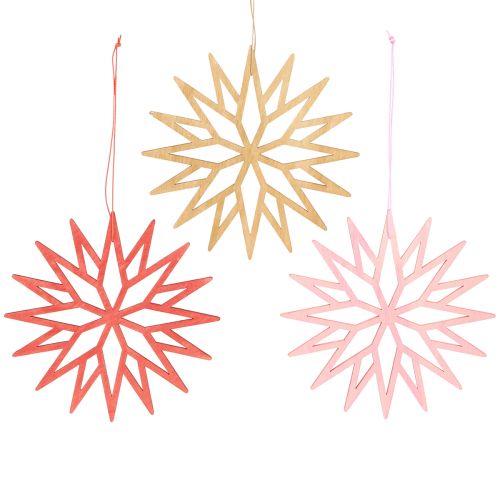 Décorations d&#39;arbre décoratives en bois flocon de neige orange 15cm 8 pcs