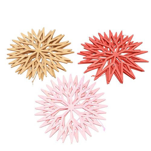 Article Décorations d'arbre décoratives en bois flocon de neige orange 15cm 8 pcs
