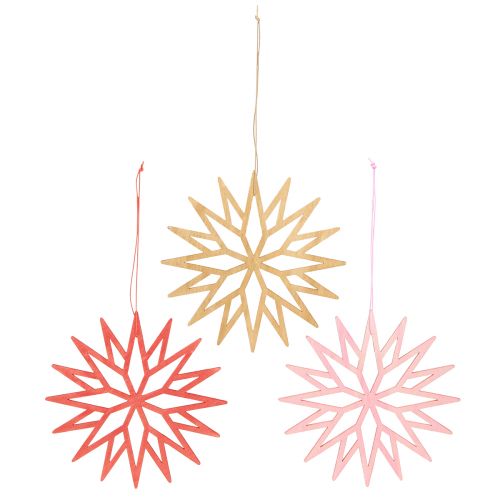 Article Décorations d'arbre décoratives en bois flocon de neige orange 15cm 8 pcs