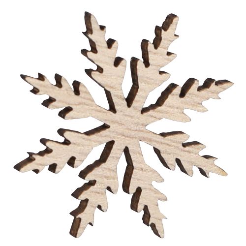 Article Flocon de neige en bois Déco de table Blanc Nature Ø3cm 48 pcs