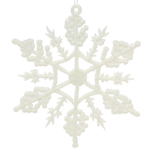 Article Décoration flocon de neige cristaux de glace à paillettes blanches 10cm 12 pcs