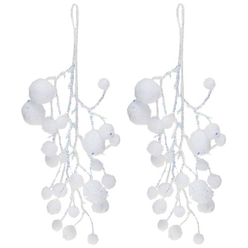 Article Branches décoratives flocon de neige à suspendre paillettes 30cm 2pcs