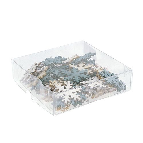 Floristik24 Flocons de neige Ø2-4cm gris, blanc 84pcs