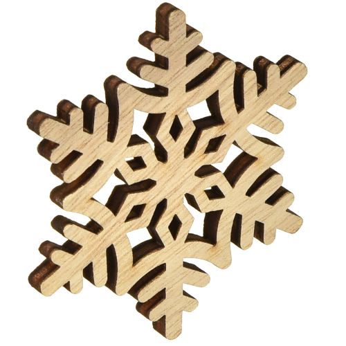 Article Flocons de neige décoratifs en bois blanc naturel 3/5/7 cm, assortiment de 36 pièces