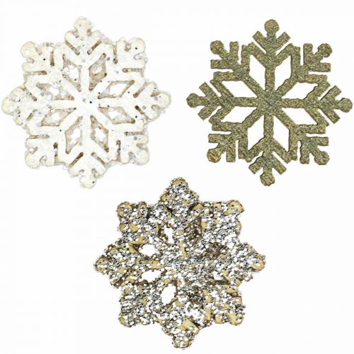 Mélange de paillettes de bois de flocons de neige Ø2cm 144p