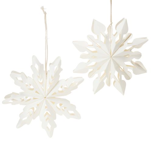 Floristik24 Décorations de Noël en forme de flocons de neige en papier blanc, 15 cm, lot de 4