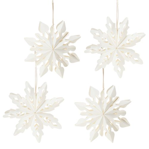 Article Décorations de Noël en forme de flocons de neige en papier blanc, 15 cm, lot de 4