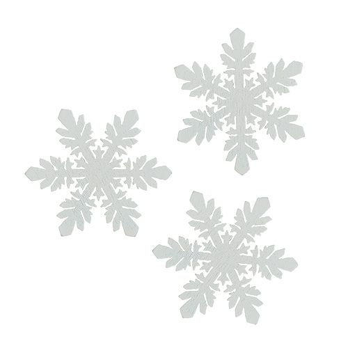 Floristik24 Flocons de neige en bois blanc Ø3.7cm 48pcs