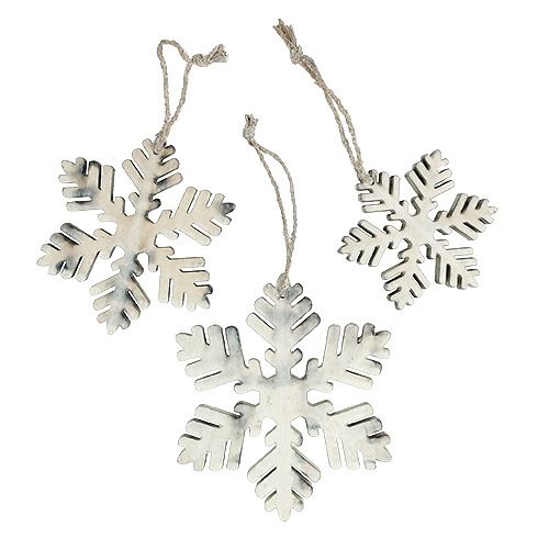 Flocons de neige en bois tri blanc-gris. 7-12 cm 6 pièces