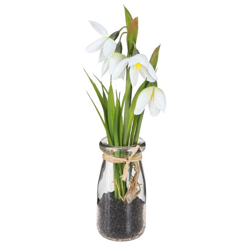 Perce-neige artificiel en verre fleurs artificielles blanc 22,5 cm 2 pièces
