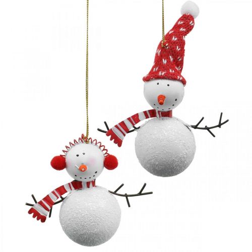 Floristik24 Décoration de sapin de Noël bonhomme de neige à suspendre en métal 8,5/13 cm 4 pcs