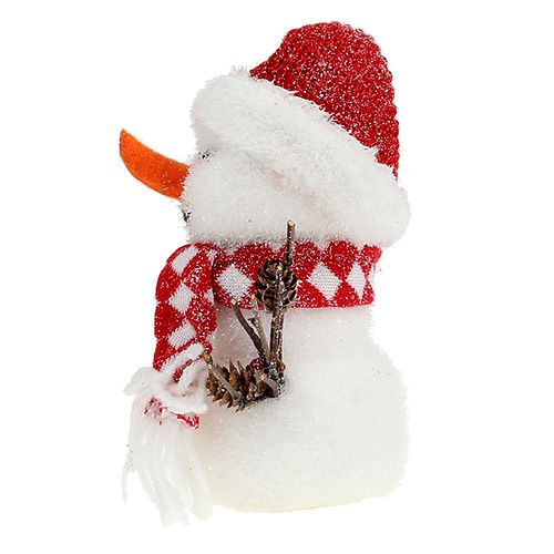 Floristik24 Bonhomme de neige blanc-rouge floqué 24cm
