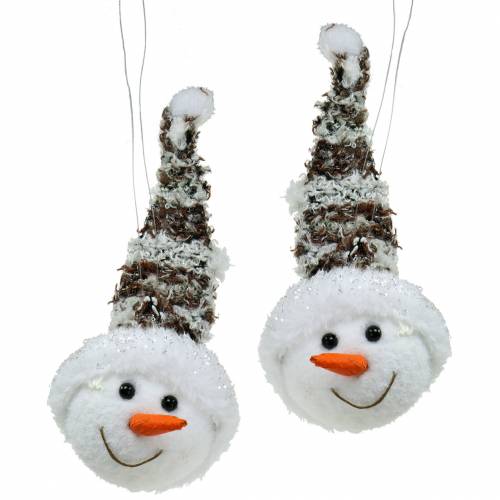 Article Tête de bonhomme de neige Décoration à accrocher 9cm x 6cm 6pcs