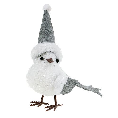 Floristik24 Oiseau des neiges avec bonnet 18cm blanc, gris 3pcs