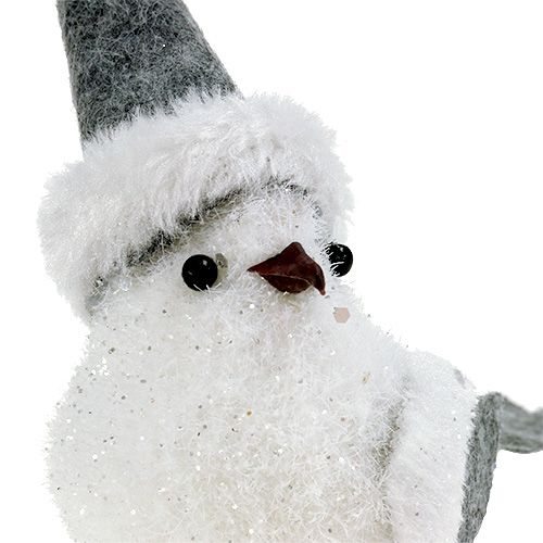 Floristik24 Oiseau des neiges avec bonnet 18cm blanc, gris 3pcs