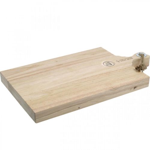 Planche à découper en bois de manguier, plateau décoratif avec poignée en bois véritable 38×26,5cm L48cm