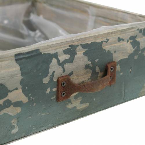 Floristik24 Tiroir pour la plantation de bois bleu antique 24 × 22cm