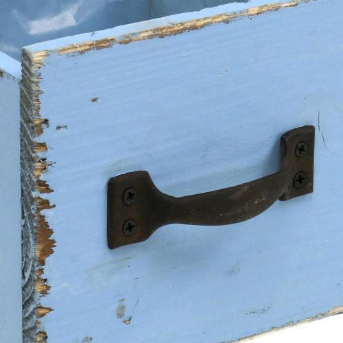 Floristik24 Boîte à plantes tiroir en bois bleu clair shabby 12.5×12.5×10cm