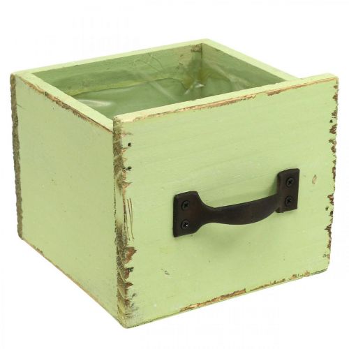 Floristik24 Jardinière tiroir vert clair shabby chic 12.5×12.5×10cm