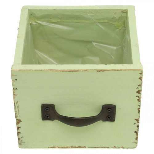 Article Jardinière tiroir vert clair shabby chic 12.5×12.5×10cm