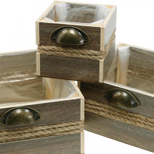 Floristik24 Bac à plantes tiroir en bois bac à fleurs 26/20/14cm lot de 3