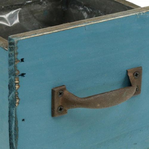 Floristik24 Bac à plantes décoration bois bleu shabby chic 12.5×12.5×11cm