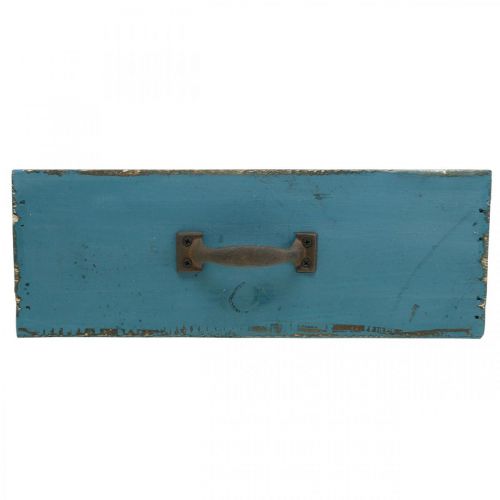 Floristik24 Boîte à plantes tiroir bois shabby chic bleu 25x13x9cm