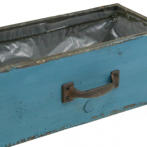 Floristik24 Boîte à plantes tiroir bois shabby chic bleu 25x13x9cm