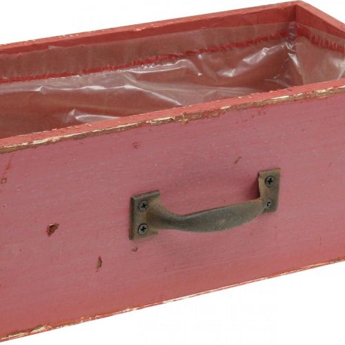 Floristik24 Jardinière Tiroir Bois Shabby Chic Rouge 25x13x9cm