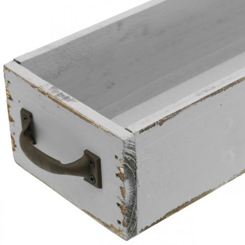 Floristik24 Plateau décoratif tiroir à plantes en bois Shabby Chic Gris 65×11×7cm